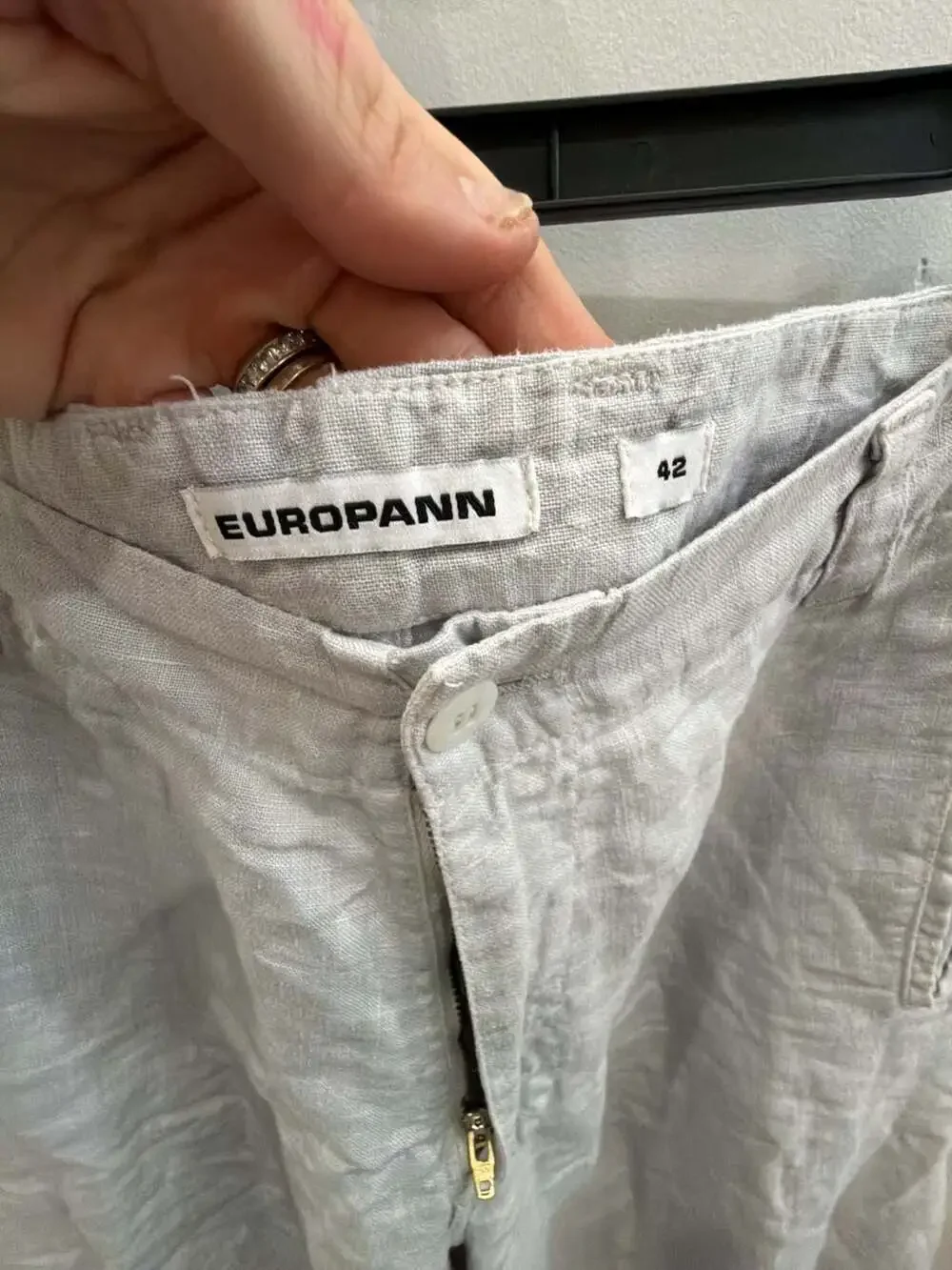 Europann 100% Linen Casual Trousers Light Gray